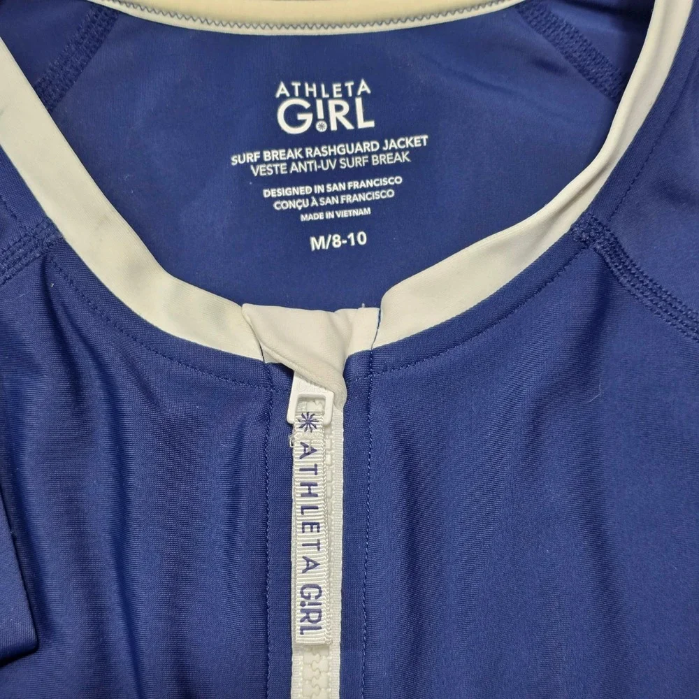 Athleta Girl Surf Break Rashguard Jacket Long‎ Sleeve Zip Up Blue M 8-10
